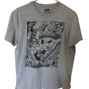 Star Wars Gray Graphic Tee with Iconic Characters